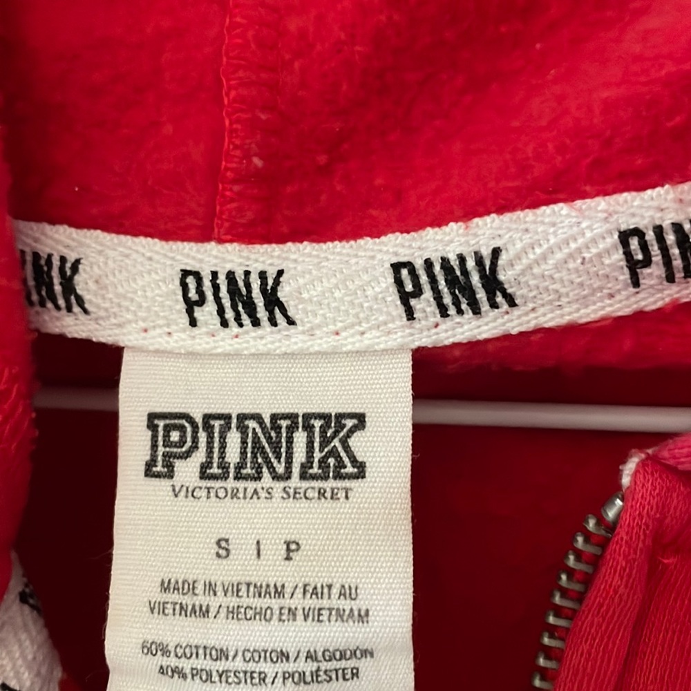 VS PINK | Victoria’s Secret Pink | Red Zip Up Hoodie Size Small - Picture 4 of 6